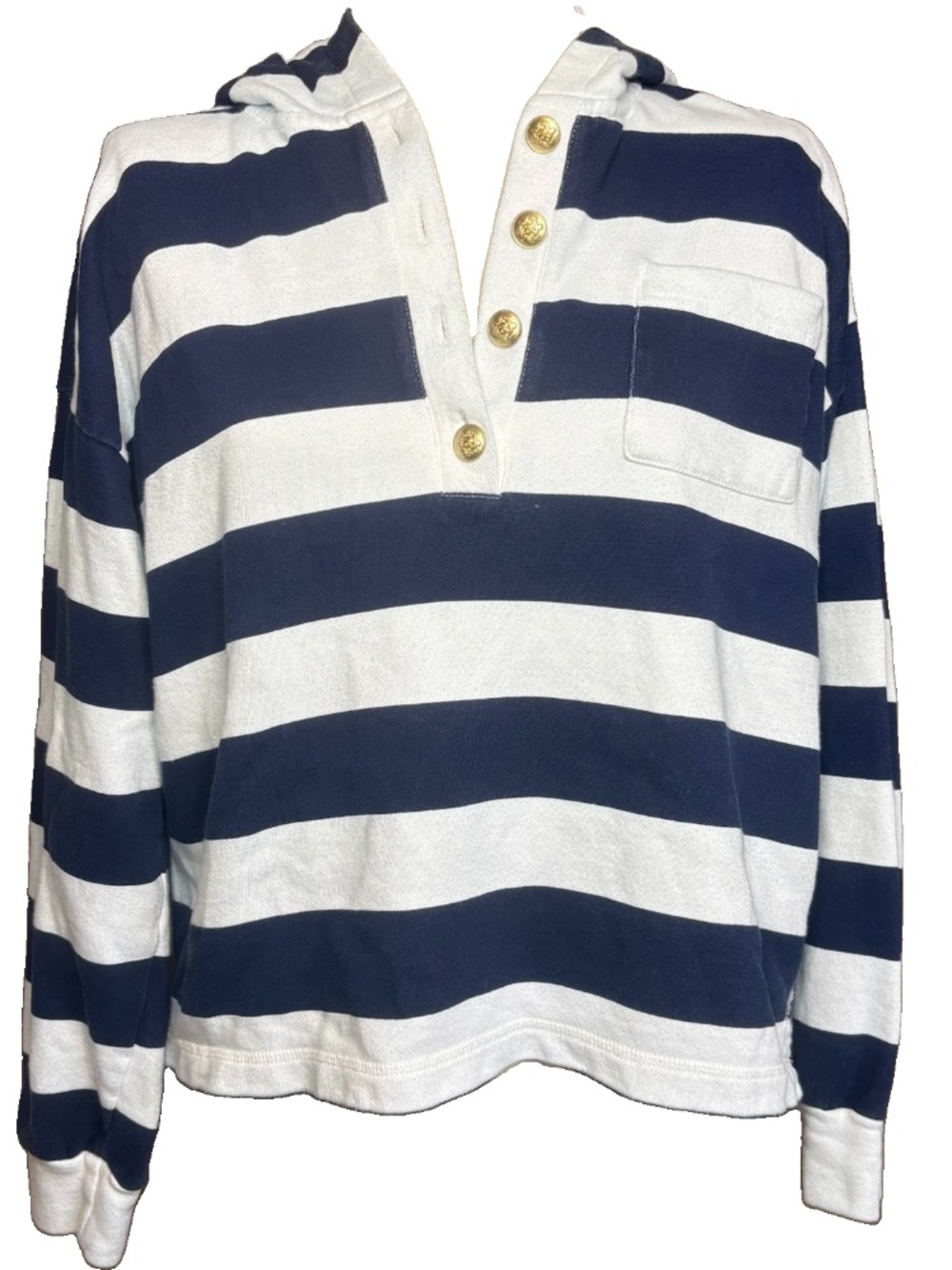 J.Crew Striped University Terry Hoodie Pullover